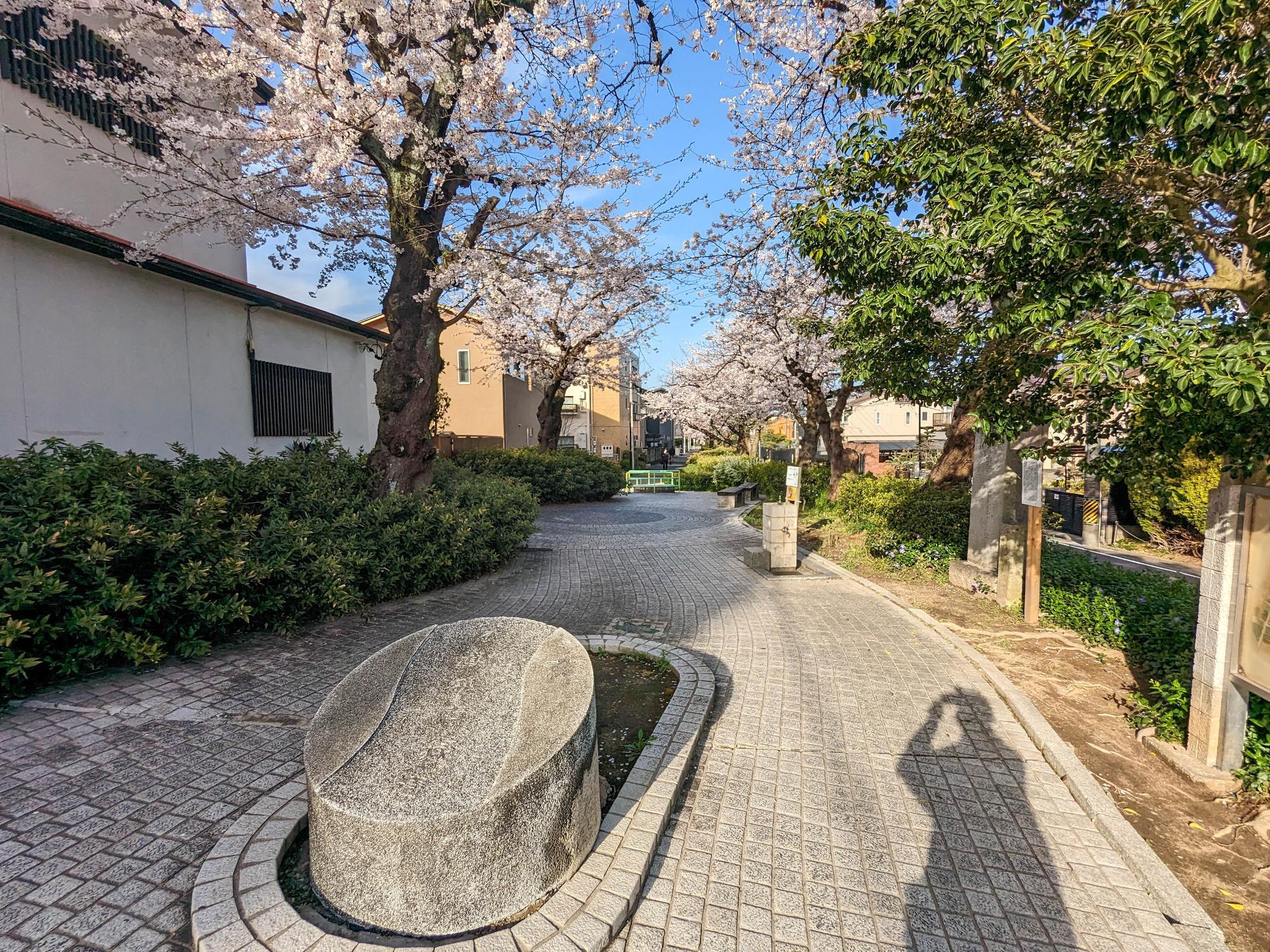 手前の石碑には「水道みち緑道」と書かれていました